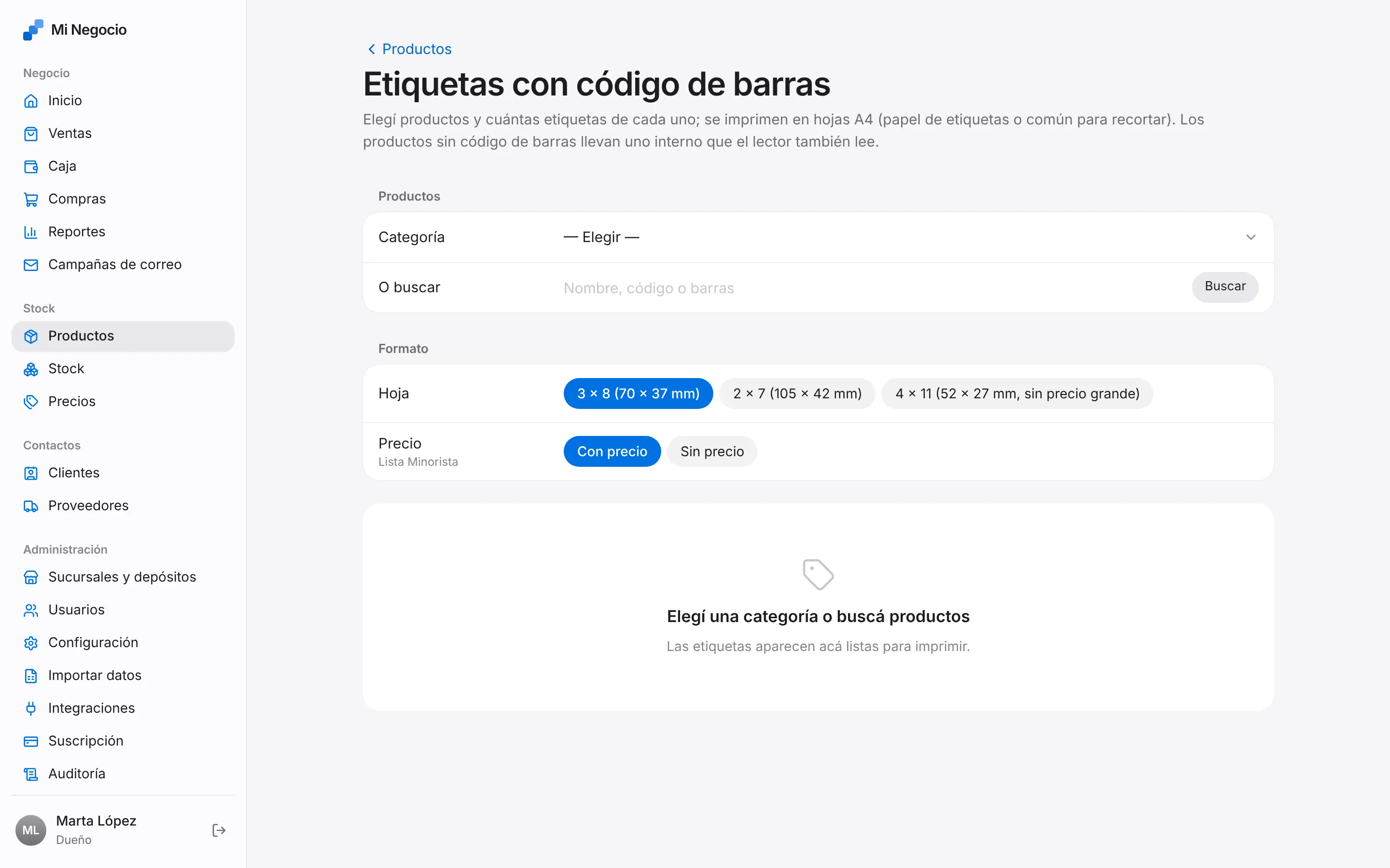 Pantalla de Ficha de producto